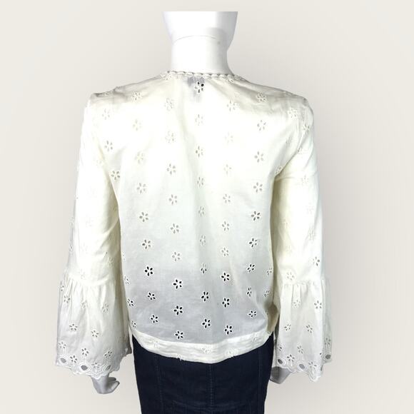 J. Crew Ivory White Daisy Floral Eyelet Blouse - Picture 5 of 7